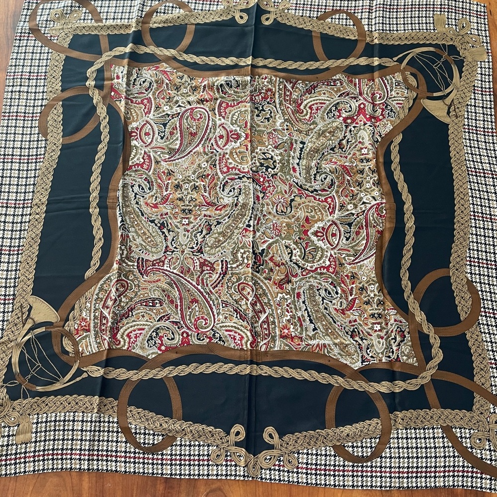Vintage Silk Scarf Equestrian Theme
